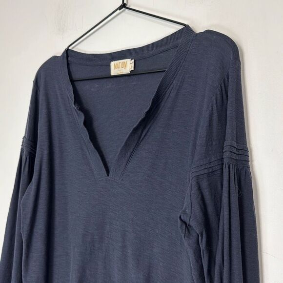 Nation LTD Rooney Pintucked Yoke Tee in It's Navy L - Picture 3 of 7